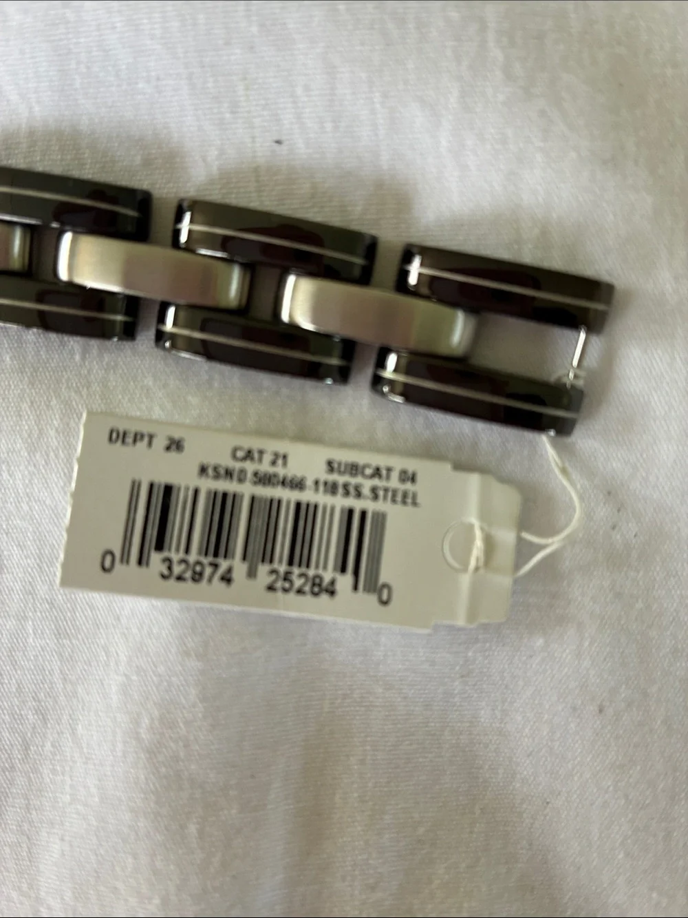 Men's Stainless Steel Black and Silver Link Bracelet